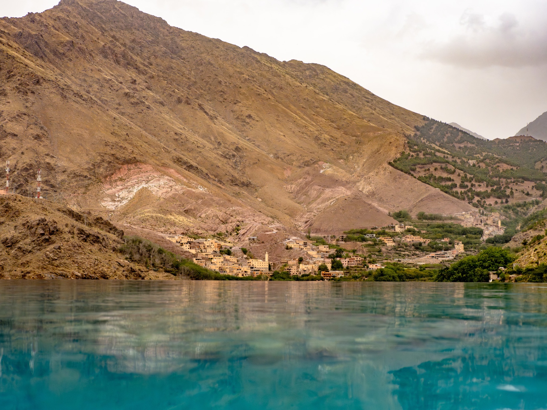 Panoramic view of the High Atlas Mountains from Kasbah du Toubkal