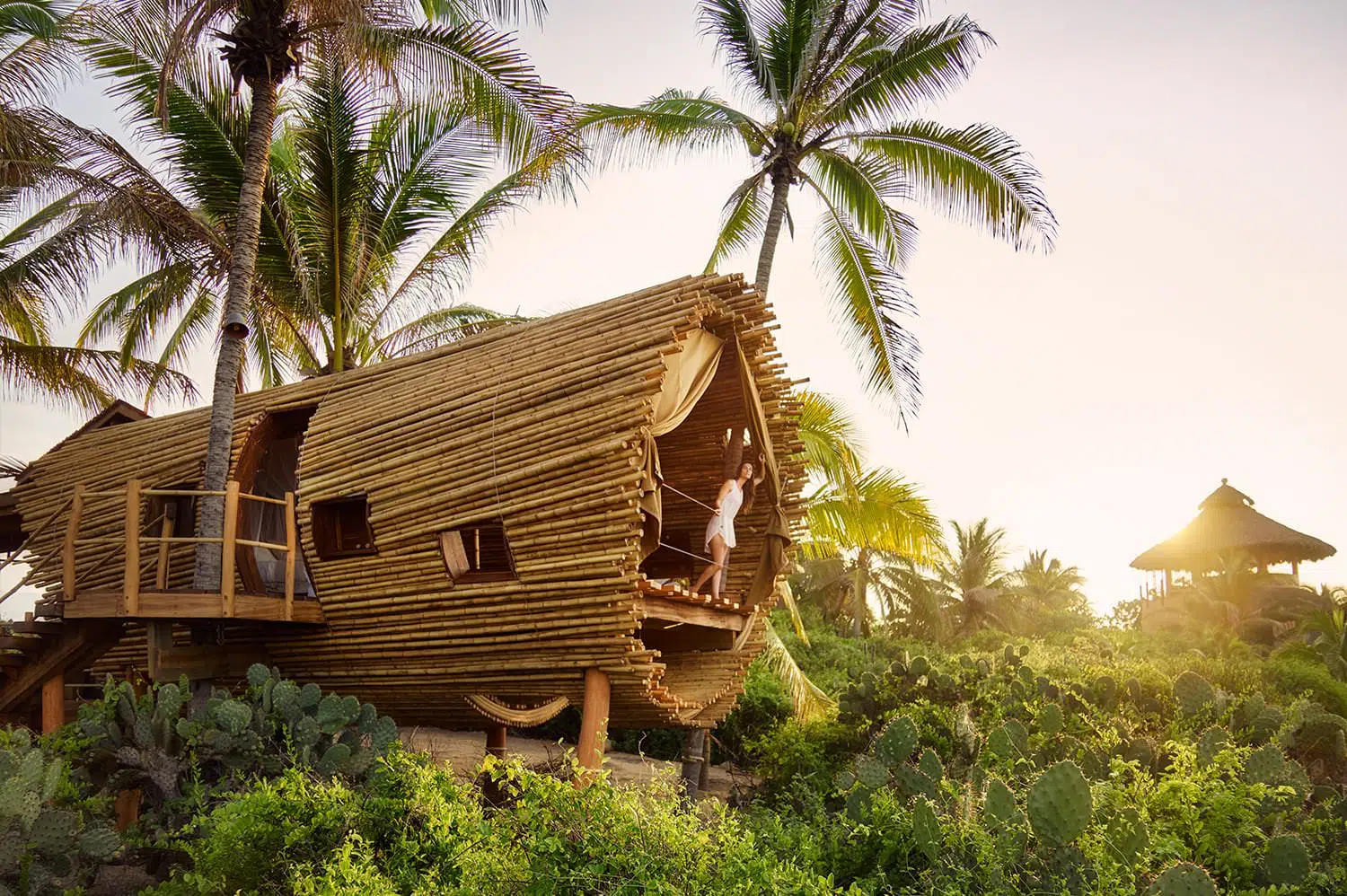 Playa Viva bamboo treehouse villa above coastal jungle in Juluchuca, Mexico