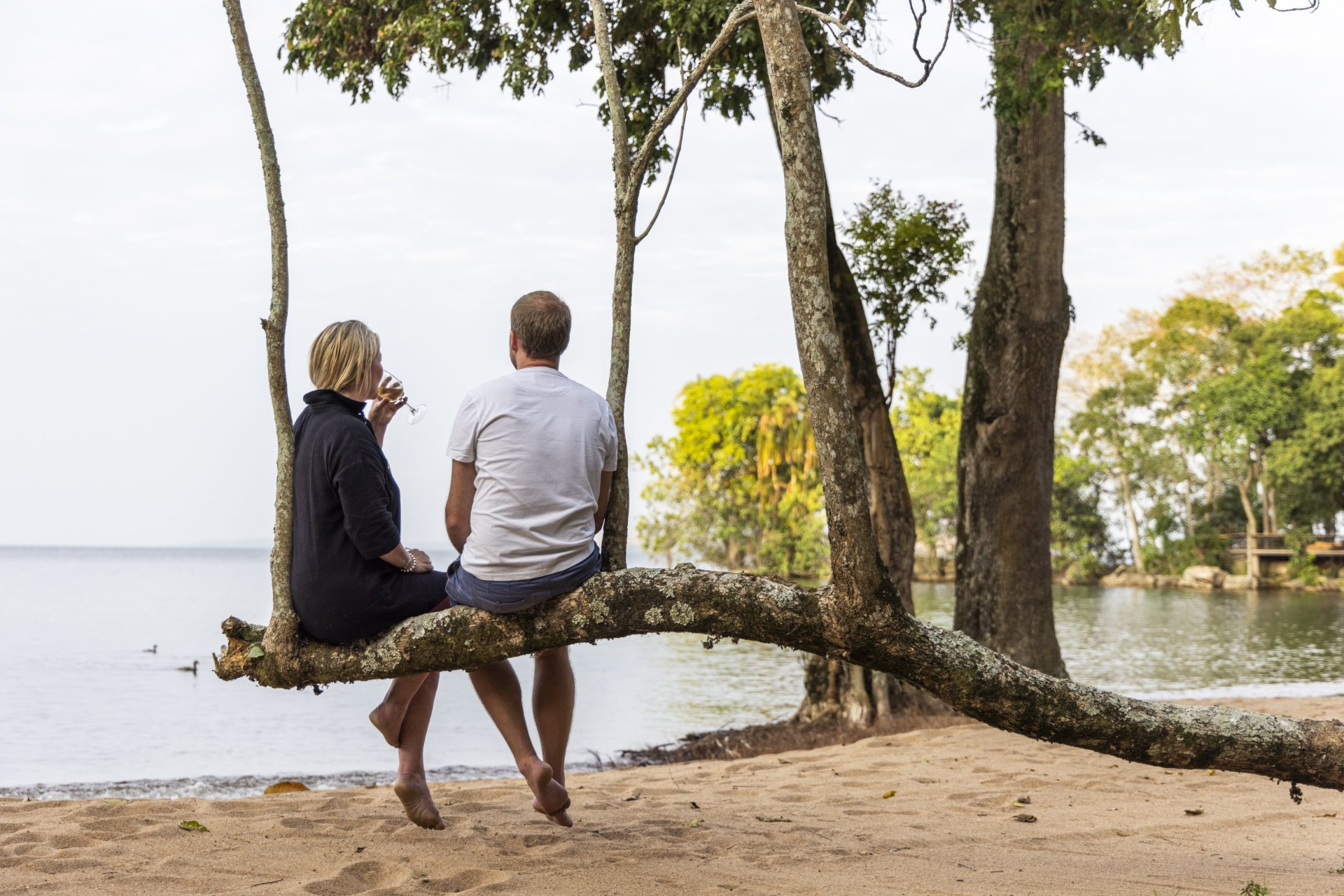 Couple admiring the view over Lake Victoria