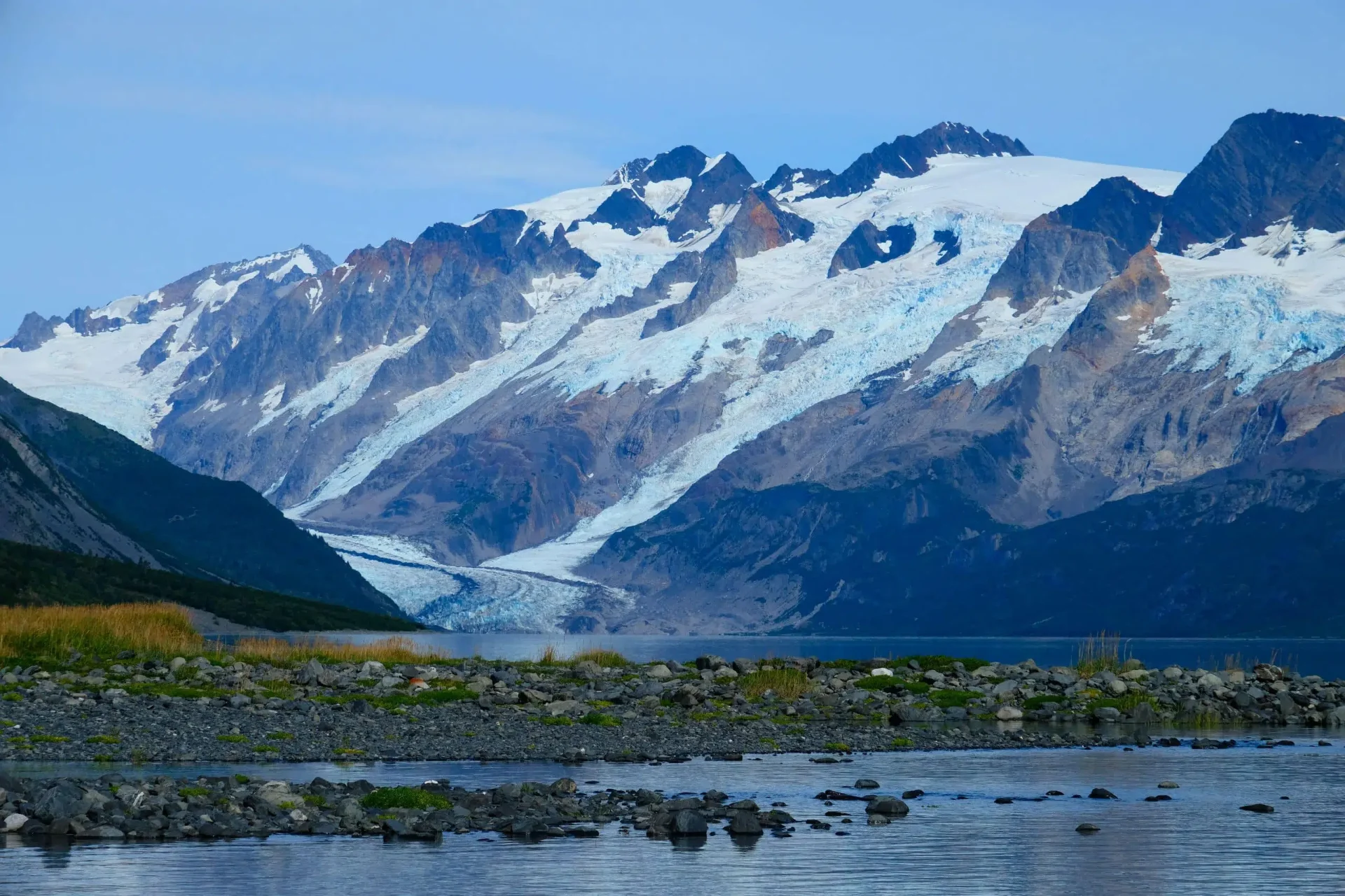 Glacier and snow-capped peaks beyond Kachemak Bay