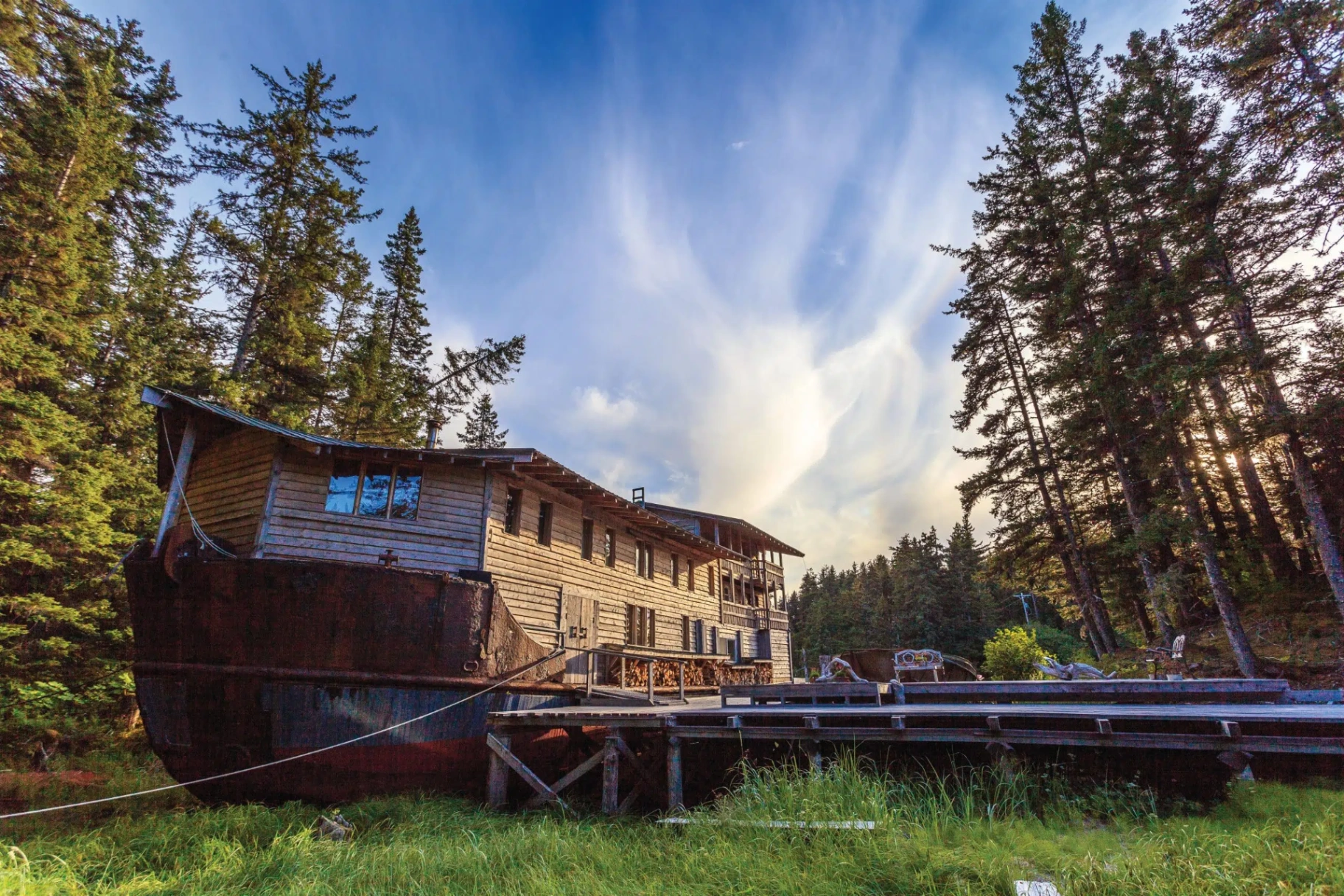 The historic Widgeon vessel where guests enjoy cooking classes at Tutka Bay